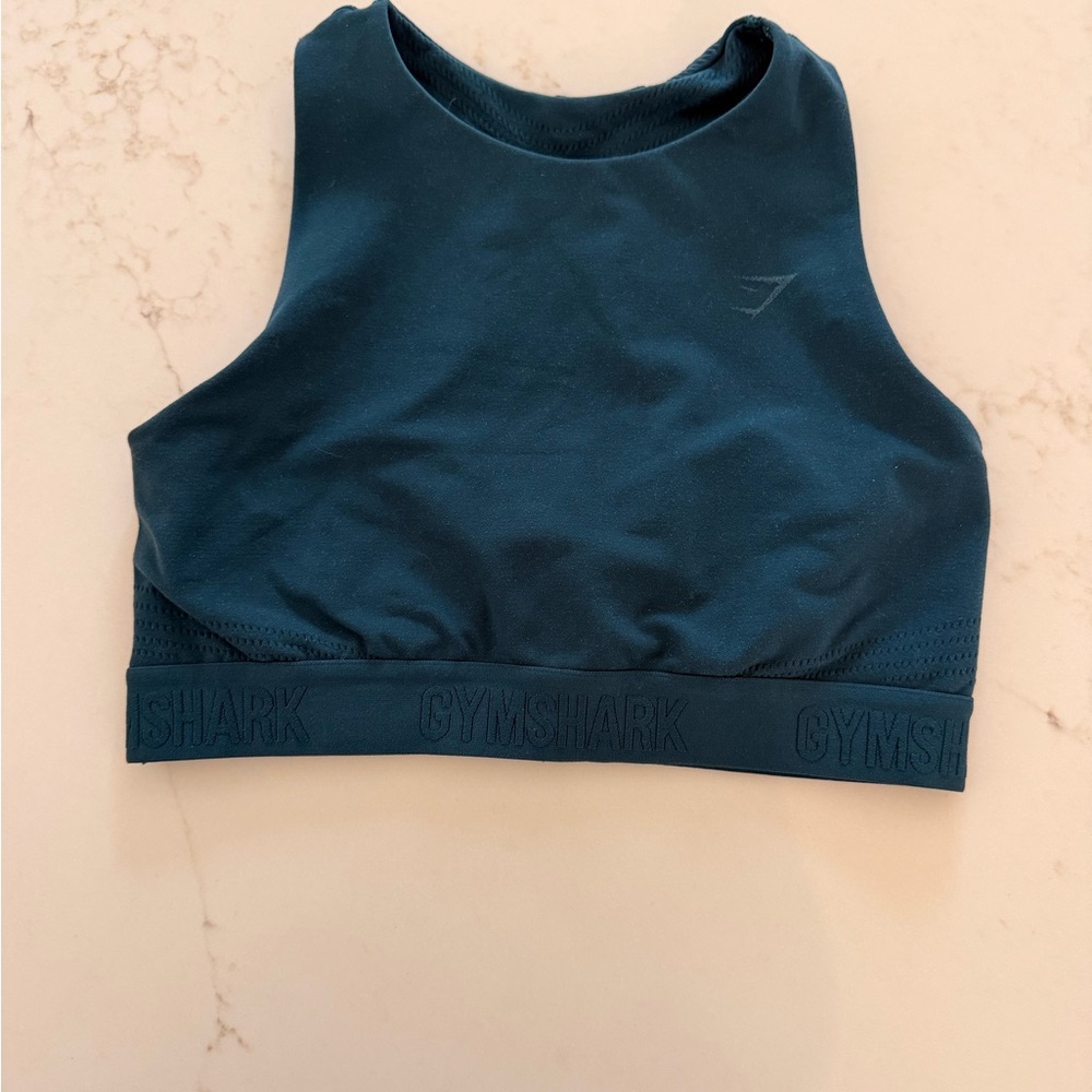 Gymshark High Neck Racerback Sports Bra Teal Blue Size M